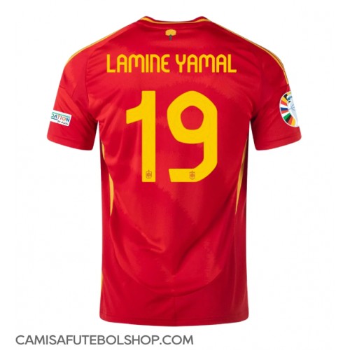 Camisa de time de futebol Espanha Lamine Yamal #19 Replicas 1º Equipamento Europeu 2024 Manga Curta